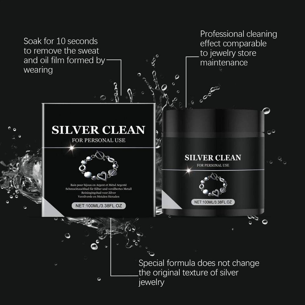 Silver Cleaner Jewelry Tarnish Remover Professional Jewelry Cleaning Liquid Solution Gentle Protective Ring Necklace Bracelet