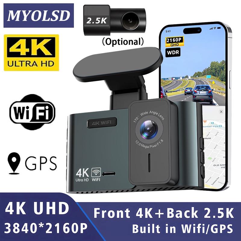 Front 4K And Rear 2.5K Dash Cam Built In WIFI GPS Dual Lens Mini CAR DVR 24H Parking Monitor Black Box Room Camera Night Vision