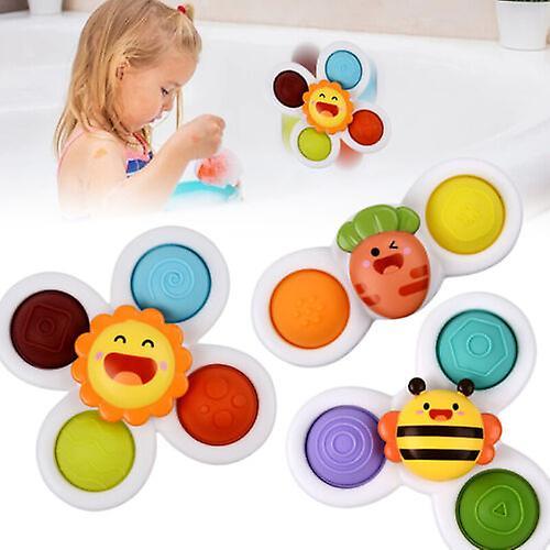 3X Baby Spinner Toys Butterfly Cartoon Spinning Toys Fidget Suction Cup Bath Toy