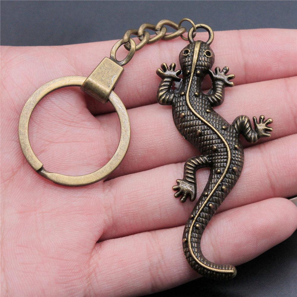 Dinosaur Animal Prehistoric Creature Pendant Antique Bronze Metal Keychain with 30mm Ring for Women High Quality