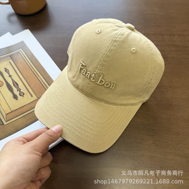 Letter three-dimensional embroidered baseball cap men's simple and versatile face cap couple fashion soft top sun hat