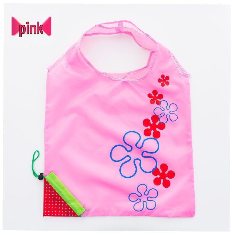 

Portable Foldable Strawberry Polyester Tote with Logo Print рожевий
