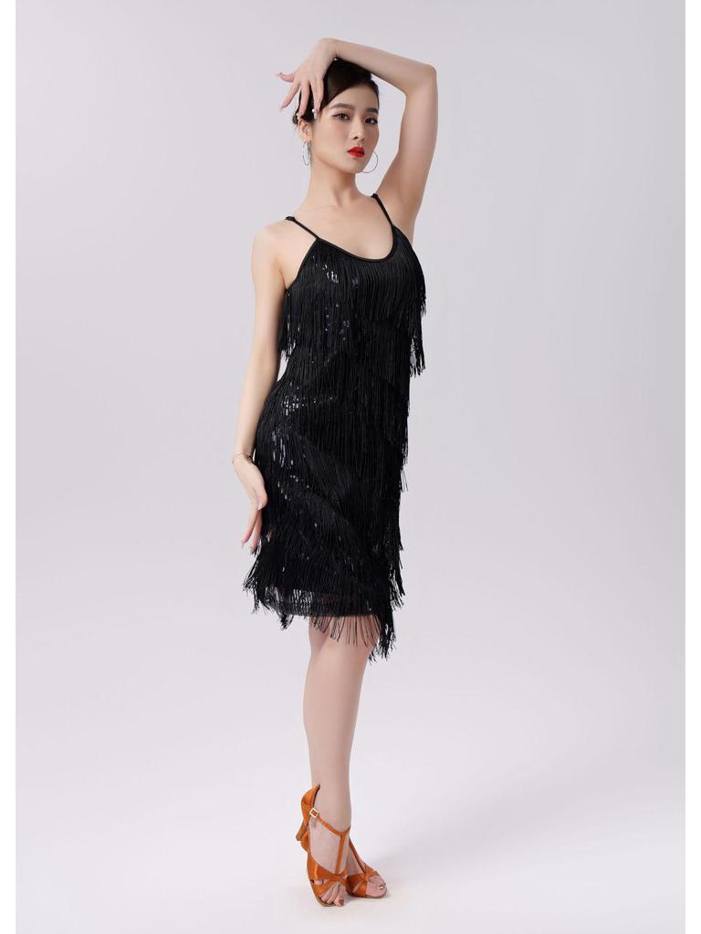 Rochie de dans latino cu franjuri cu paiete pentru adulți - Costum de petrecere de primăvară și competiție