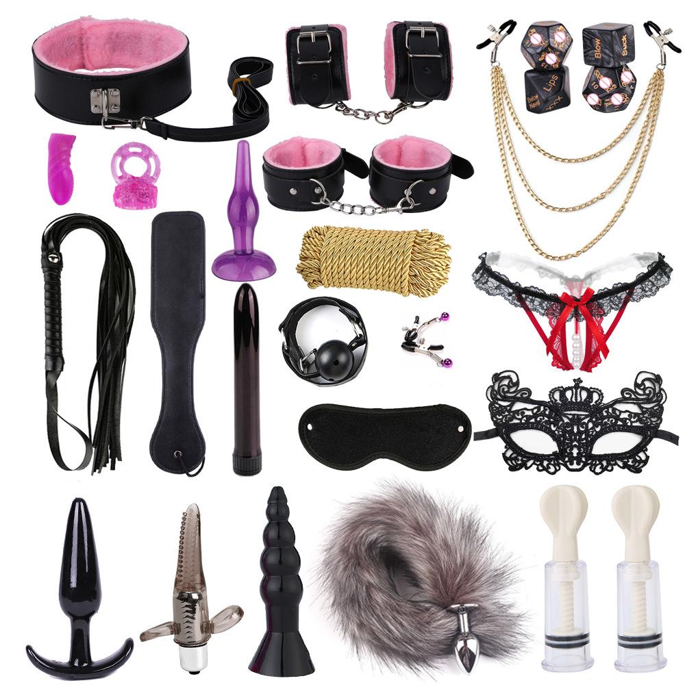 Sex Toys For Women Erotic BDSM Bondage Gear Leather Handcuffs Anal Plug With Tail Fetish Ropes Vacuum Pump For SM Adult Game