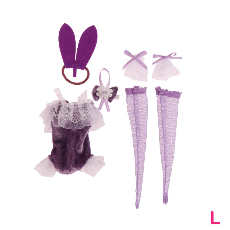 1Set Doll Clothes Short Sleeve Shorts Sexy Bunny Dress Stockings For 30Cm Doll