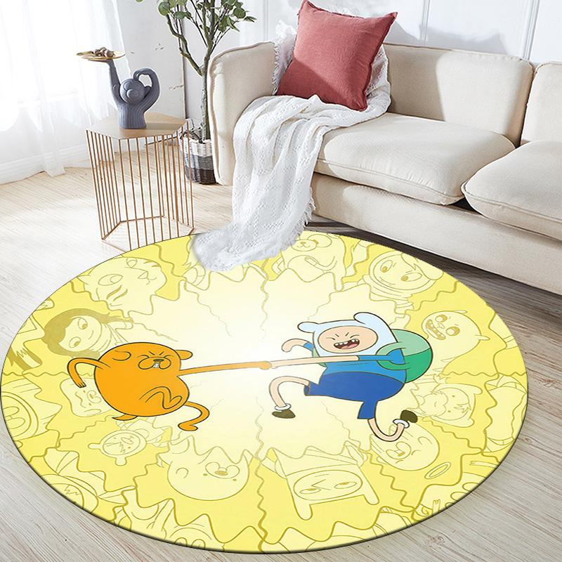 Adventure Time2 Round Area Rug,Carpet Rug for Living Room Bedroom Sofa Playroom Decor,Non-slip Floor Mat