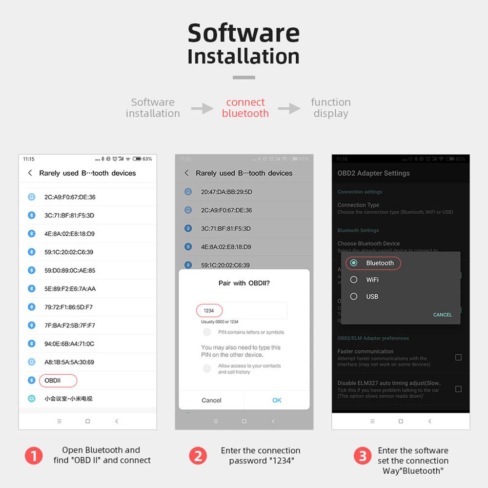 V2.1 V1.5 OBD2 / OBDII Super MINI ELM327 Bluetooth Version 2.1 Error Coder Android Torque Car Code Scanner For Multi-s