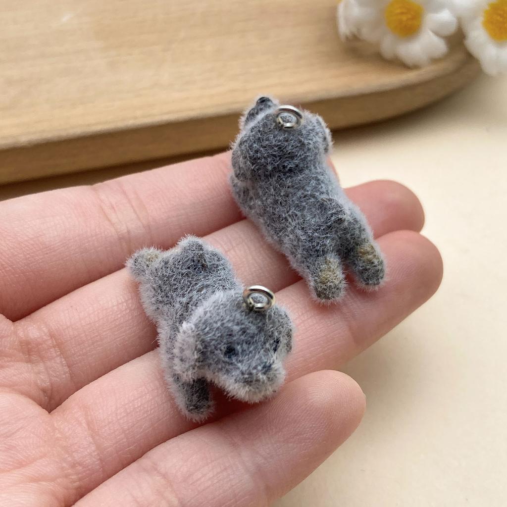 Mix 2/5Pcs Resin Flocking Animal Puppy Pendant Accessories, Diy Necklaces, Earrings, Keychains, Jewelry Making Fashion Accessori
