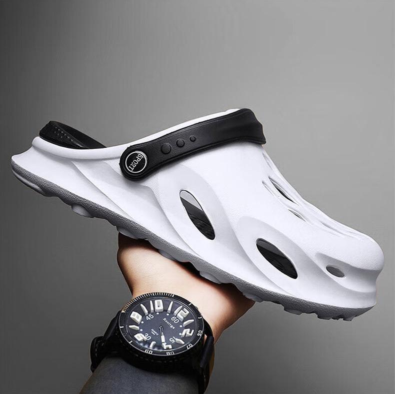 2024 Summer Men's Fashion Beach Sandals Thick Sole Slipper Waterproof Anti-Slip Sandals Flip Flops Non-slip Toe EVA Hole Shoes