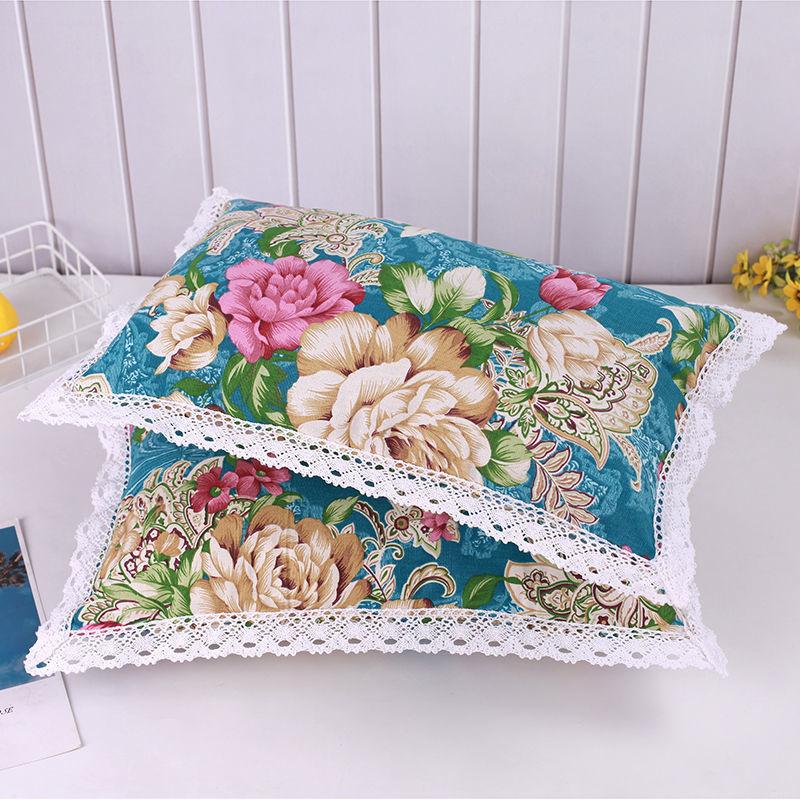 Thickened Pure Cotton Old Coarse Fabric Lace Pillowcase, A Pair of Student and Children's Dormitory Cotton Pillow Covers