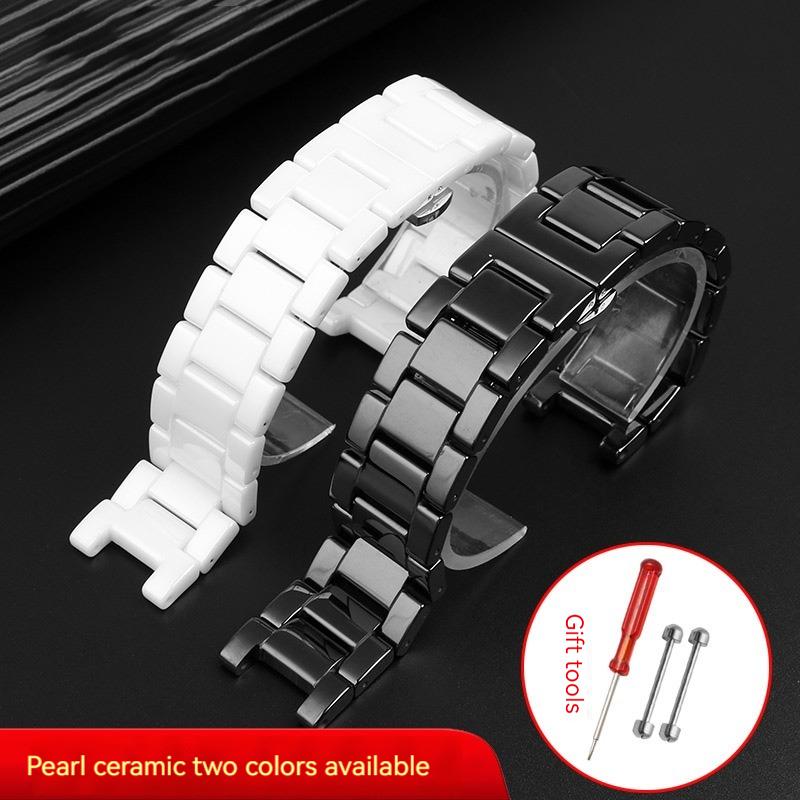 Classic Notch Ceramic Watchband 16-10mm 20-11mm 20-12mm Watch Strap for MK GC Women Man Wristwatches Band Use Screw Bar Butterfly Buckle