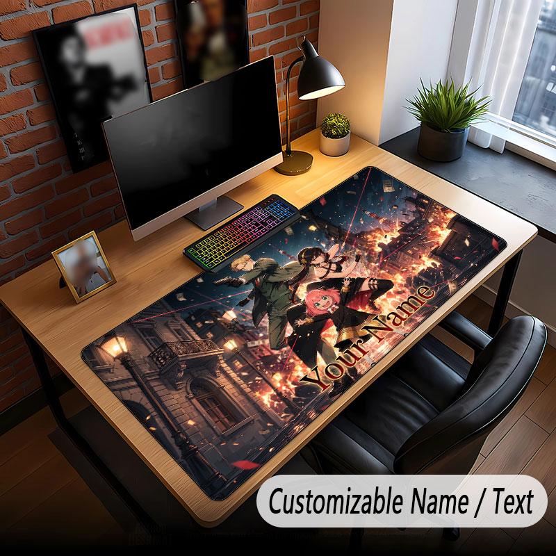Custom Name Extended Mouse Pad,Spy × Family Gaming Desk Mat For Home Office Desktop Decor