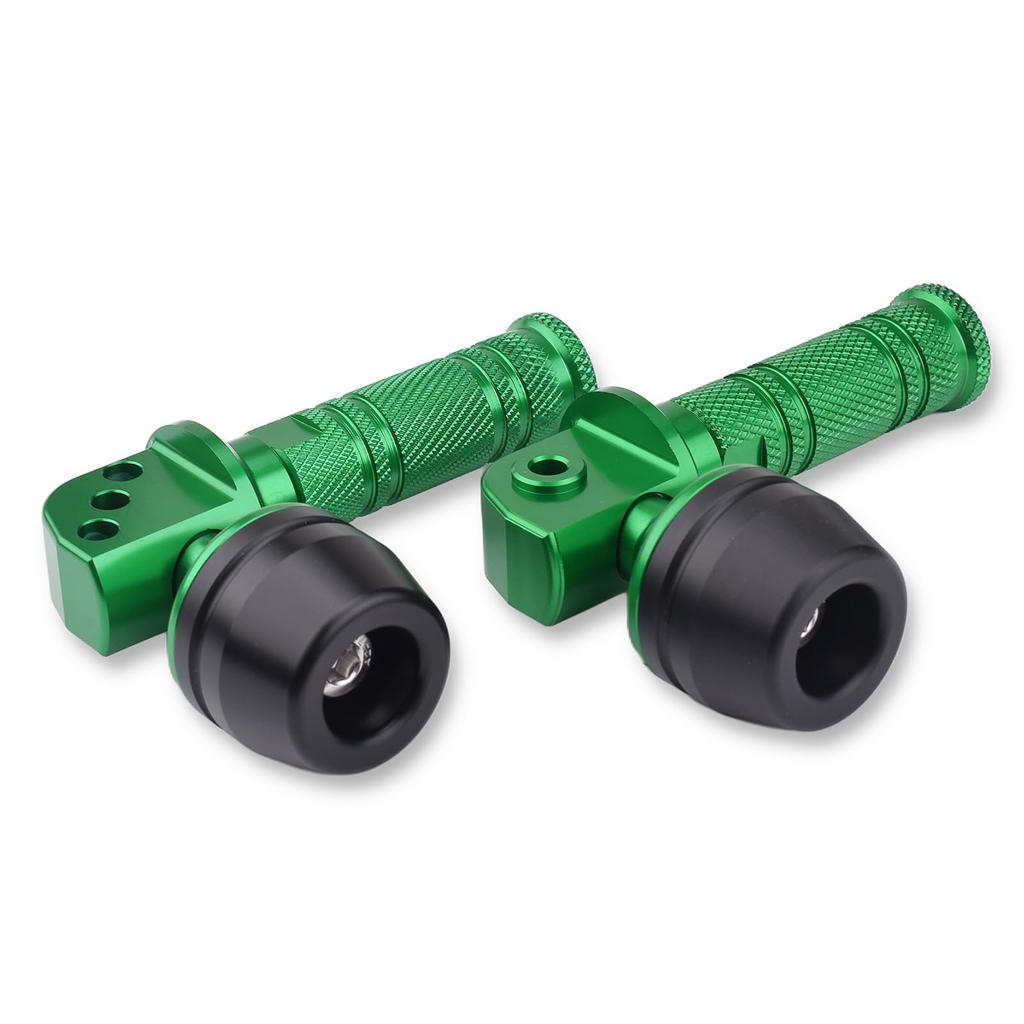 Motorcycle Tandem Step Slider for Kawasaki ZX-25R/SE, ZX-4R/SE, ZX-4RR, Ninja 250, Ninja 400, Z250, and Z400 (All Models), Aluminum (Green)