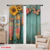 Set Of 2 Flat Printing Drapes Sunflower Feather Butterfly Digital Printed Polyester All Season Party Holiday Decor Curtain