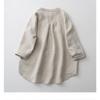 Japanese Cotton and Linen Shirt Women's Solid Color Versatile Casual Round Neck Seven Quarter Sleeved Shirt