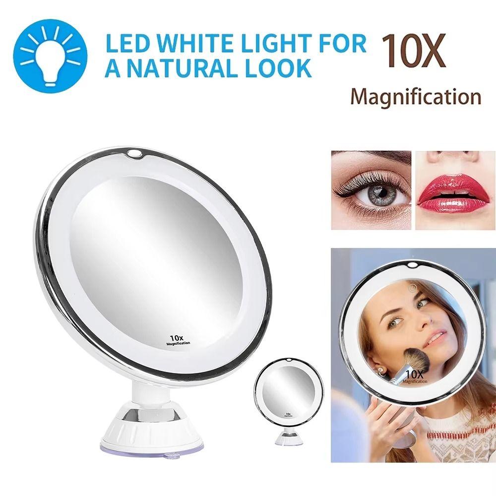 Flexible 10x Magnifying LED Light Desktop Mirror 3 Color Lighting Modes Cosmetic Mirrors  Dorm