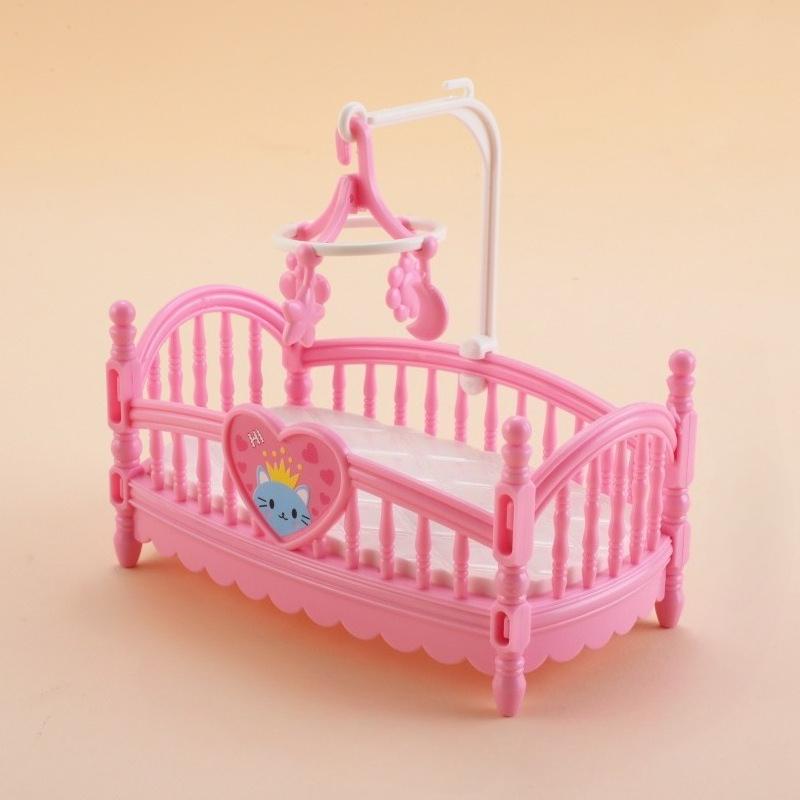 1Pc Play House Toy Accessories Simulation Ins Doll House Crib Mini Bedroom Furniture Miniature Cartoon Small Ornament