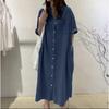 Women's Denim Dress, Shirt Collar Denim Casual Dress