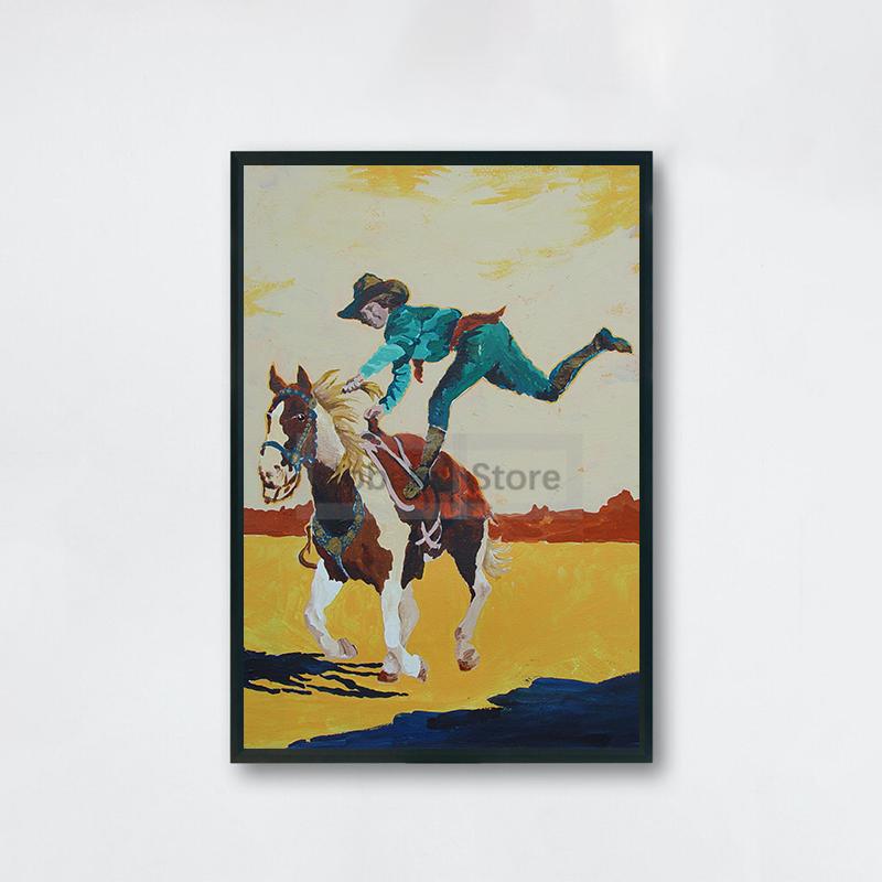 

Ретро-постер с трюком наездница-ковбой, красочная абстрактная принты с изображением девушки-ковбоя, картины на холсте, настенные художественные картины, домашняя комната, винтажное украшение 21x30cm No Framed