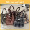 Trendy Checkered Wool And Canvas Shoulder Bag For Daily Casual Outfits