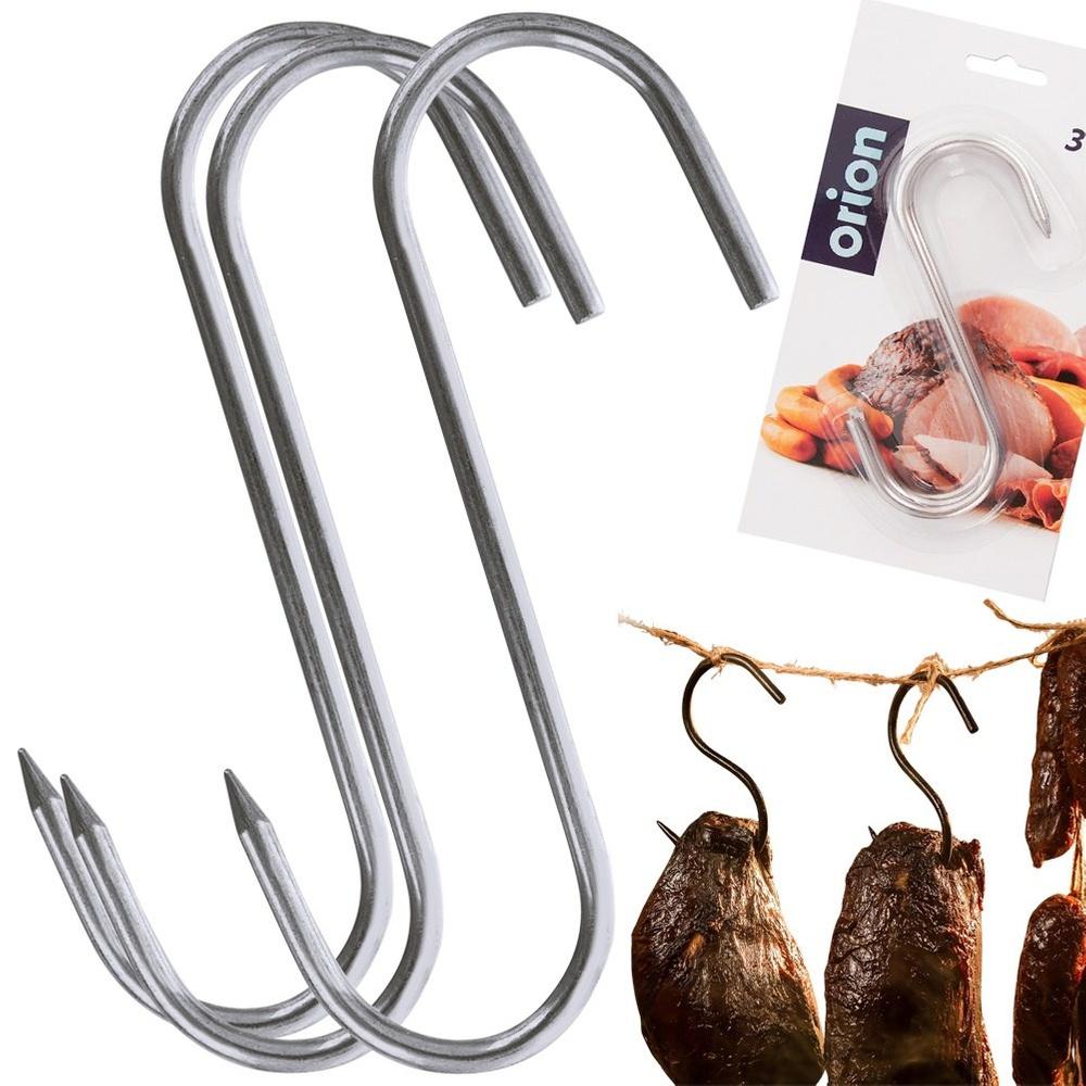 Orion Set of 3 Stainless Steel S-Shaped Smoking Hooks, 13.5 x 9 cm
