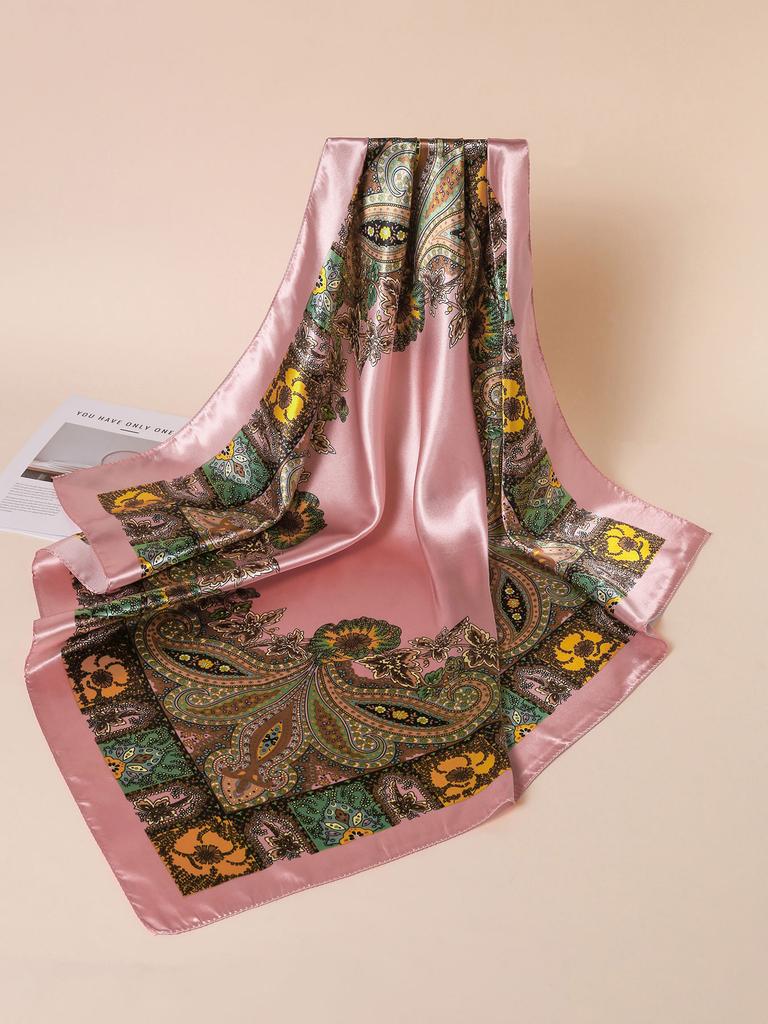90*90cm Hair Scarf Women Fashion Designer Beautiful Paisley Foulard Soft Satin Shawl Kerchief Square Silk Scarfs Neck Headscarf