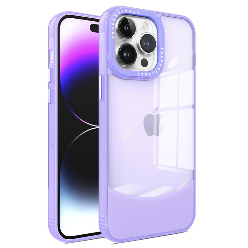

For iPhone 15 Pro Max Case Dual Color Splicing Clear Back TPU Phone Cover Dark Purple