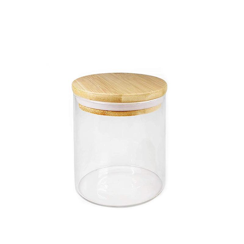 6-Piece Cross-Border High Borosilicate Glass Jar Set with 6oz Bamboo Lids and Labels