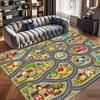 Cartoon Town Road Car Play Area Rug Non Slip Floor Mat Village Pond Vehicle Print Soft Play Carpet Bedroom Indoor Game Mat