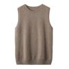 Neck Women Round Vest Knitted Pullover Sleeveless Shoulders Wool Solid Colour Inner Waistcoat Bottoming Shirt