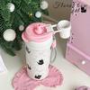 Cute Cat Bow Insulated Water Bottle With Straw Filter 500ml Stainless Steel Leak-Proof Thermos Kawaii Cat Bow Cups for Girl Kids