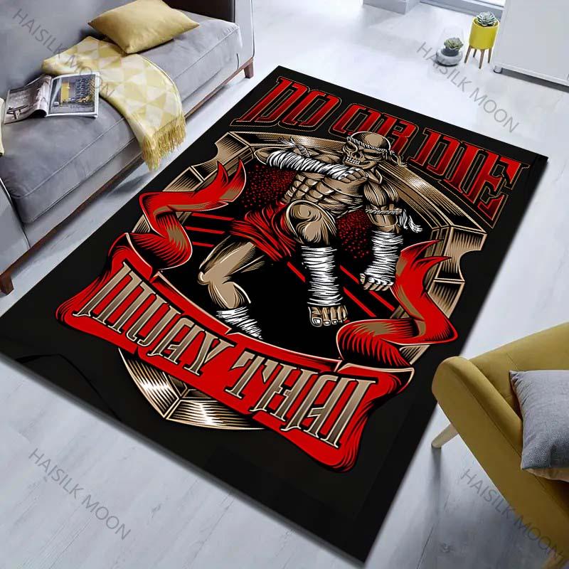 Competitive Fighting Muay Thai Print Carpet for Bedroom Living Room Bedside Sofa Floor Mat Modern Home Decor Game  Area Rug