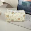 Floral Cotton Fabric Makeup Bag With Zipper Storage For Women And Teens