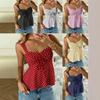 Women Summer New French Polka Dot Drawstring Waist Peplum Hem Cami Top