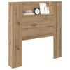 Storage Headboard with LED Artisan Oak Wood Based Material