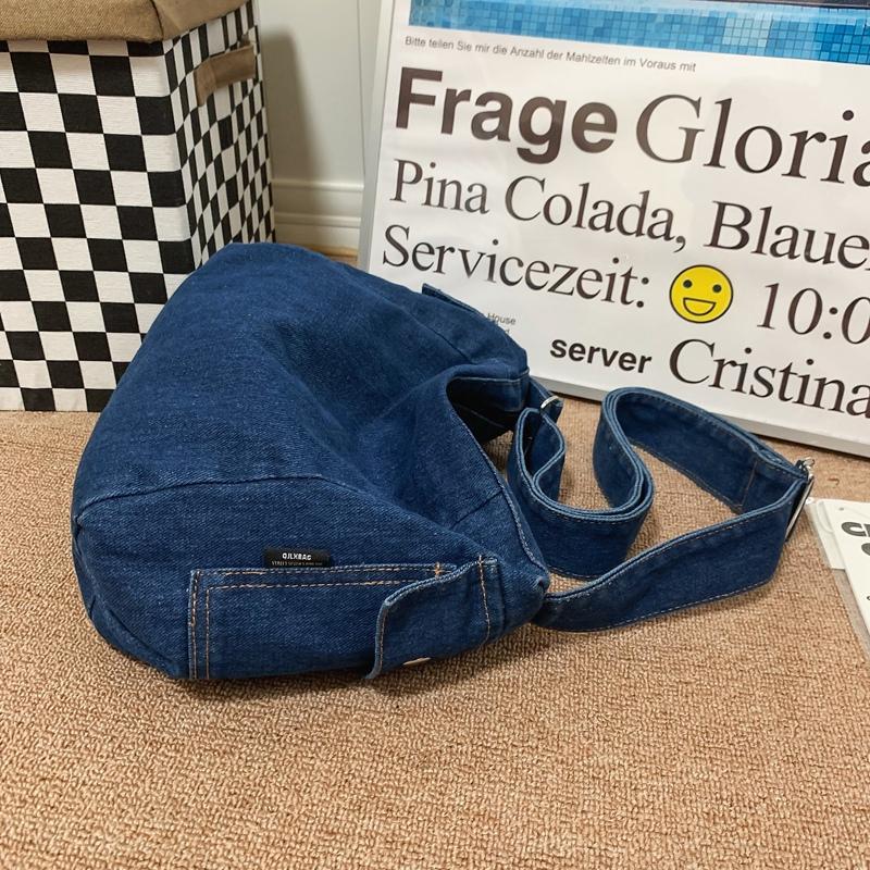 Denimveske Ensfarget Dame Skulderveske Crossbody-veske
