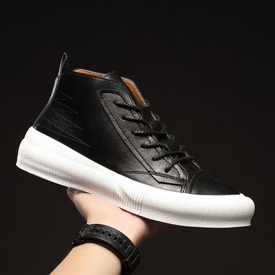 Brand Newest Men'S Leather Boots Korean Trend Comfortable Casual Shoes Lace-Up Men Shoes Fashion Ankle Boots Man High Top Sneakers