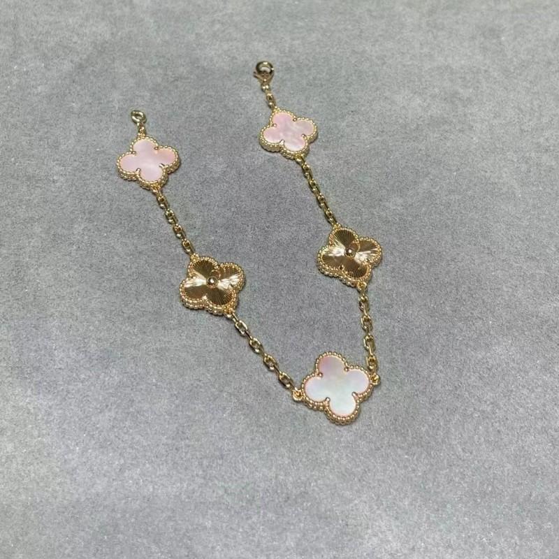 Clover Bracelet CNC Buckle Thick Chain Rose Gold Red Agate Black Agate Lucky Bracelet for Women