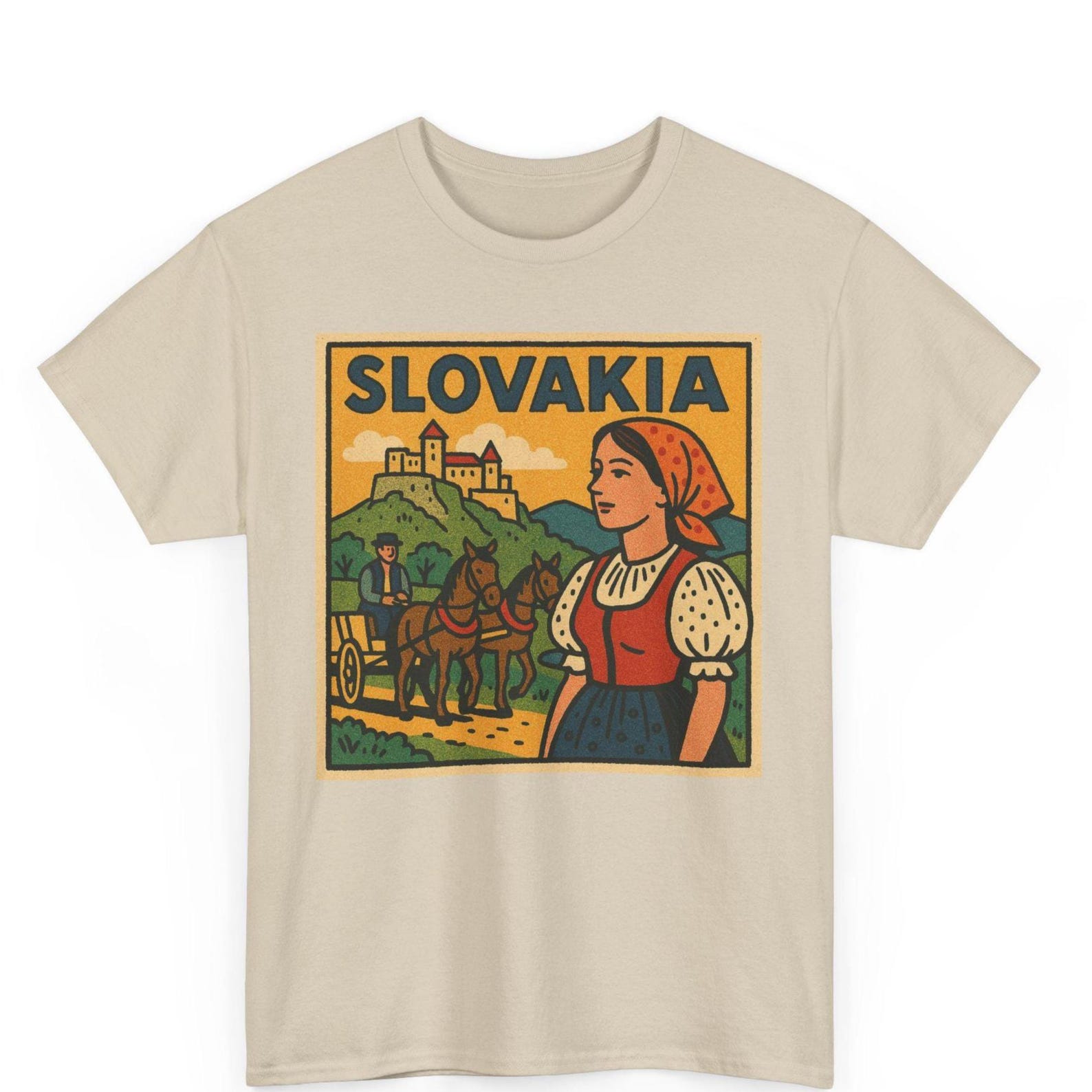 Slovakia Comic T-Shirt: Vintage Bratislava Skyline, Eastern Europe Travel 3XL