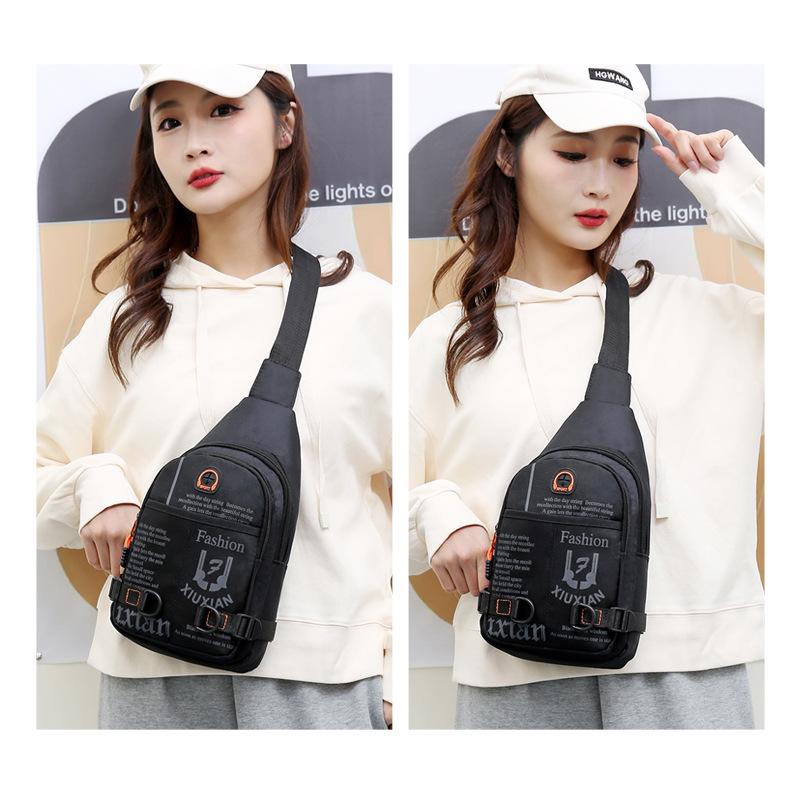 New breast bag trendy shoulder bag outdoor casual messenger bag waterproof and wear-resistant multi-functional Oxford cloth chest bag