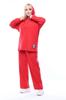 Stil Femei Mărime Mare Sub-Superior Echipă Roșu Model Lat Tricotat Ribat Fund-Top Mărimi Mari Costum