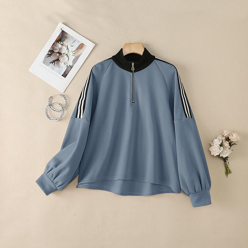 ZANZEA Women Casual Stand Collar Splice Long Sleeve Blouse Tops