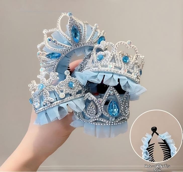 [YNOBUN] Mädchen Eiskrone Ball Haarreif, Prinzessinnen Haaraccessoire, Sanfter Haarclip - H