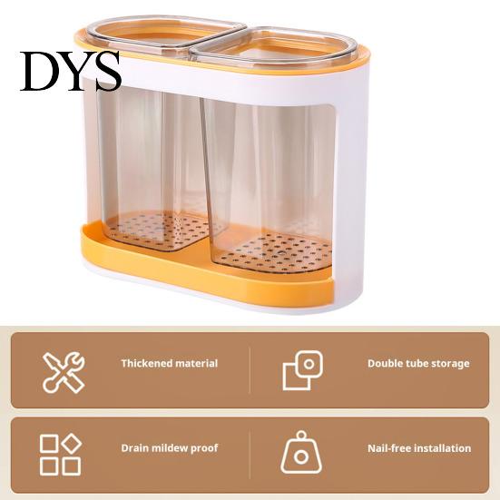 Utensil Organizer Holder Cutlery Drainer Two-compartments Transparent Wall Mounted Chopsticks Drainable Chopstick Cage Spoon Fork Drain Storage