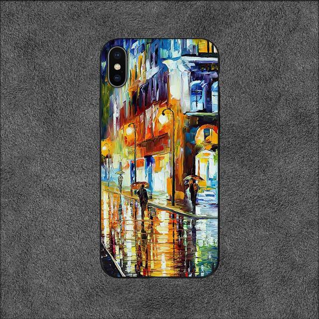 Oil Pinting Street Phone Case For Iphone 11 12 Mini 13 14 Pro Xs Max X 8 7 6s Plus 5 Se Xr Shell