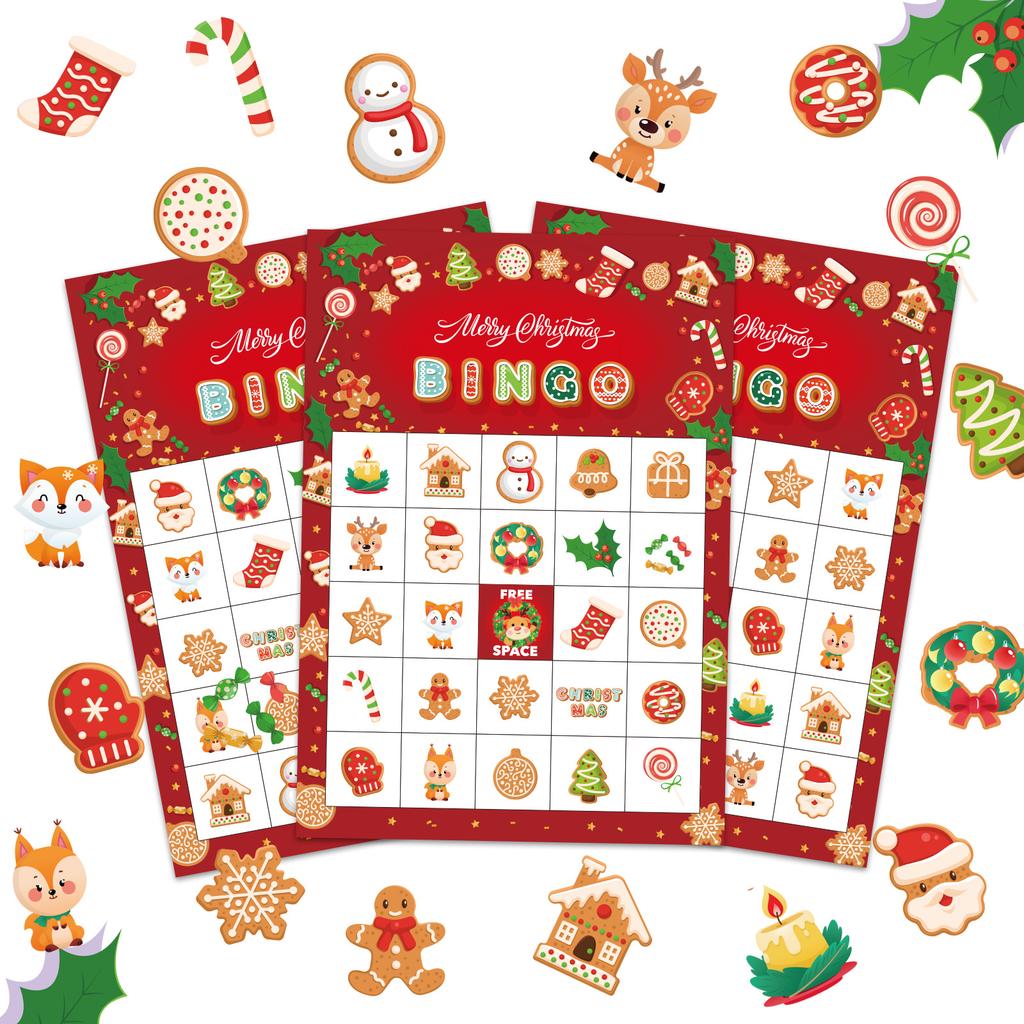 2026 Christmas Halloween Bingo Game Cards 33 Pcs Set | Family Party Holiday Games | Fun Bingo Cards for Kids Adults