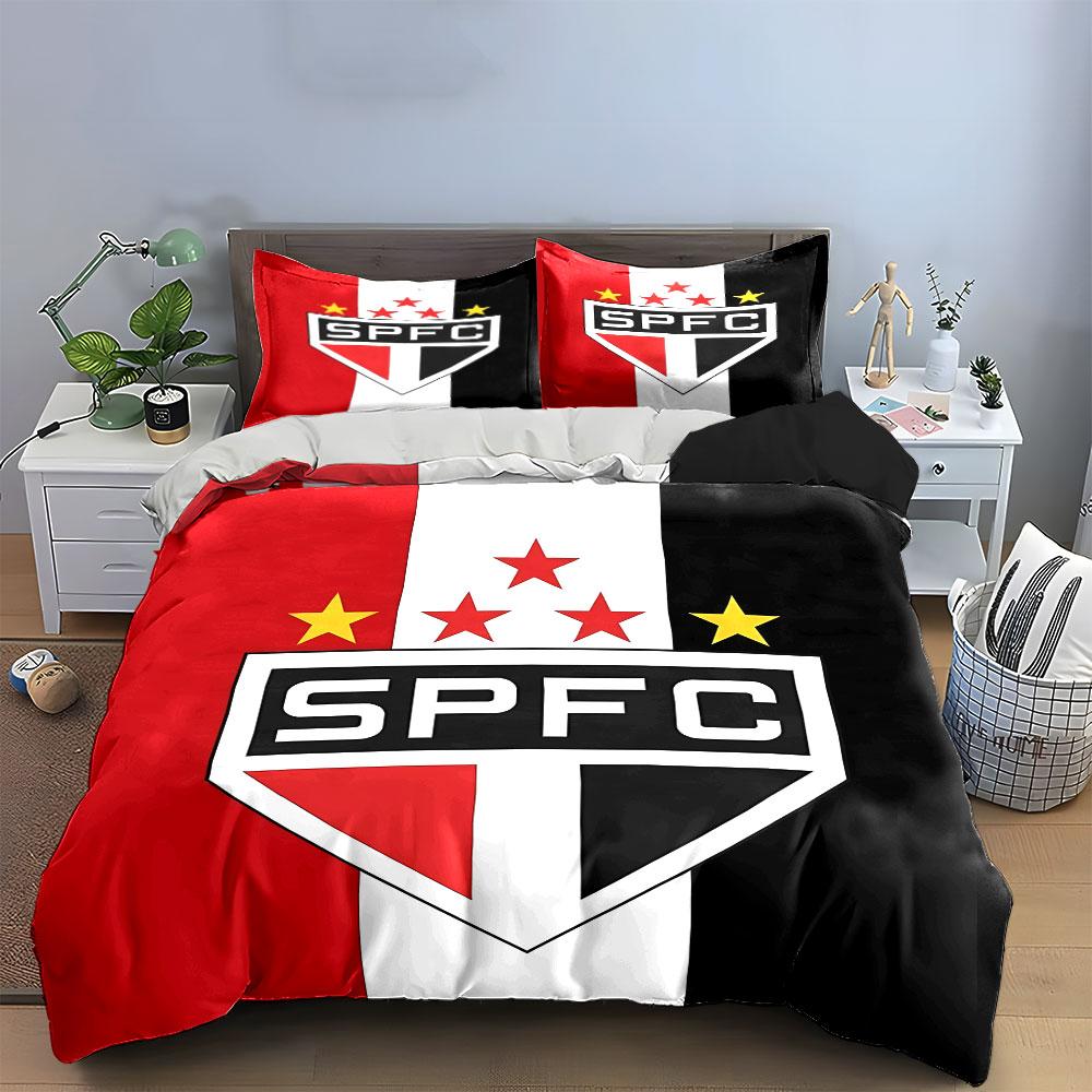 SPFC Logo Red Black Bedding Set Bedding Duvet Cover Set Duvet Cover Pillowcases (1 * Duvet Cover 2 * Pillowcases, Without Duvet Insert)