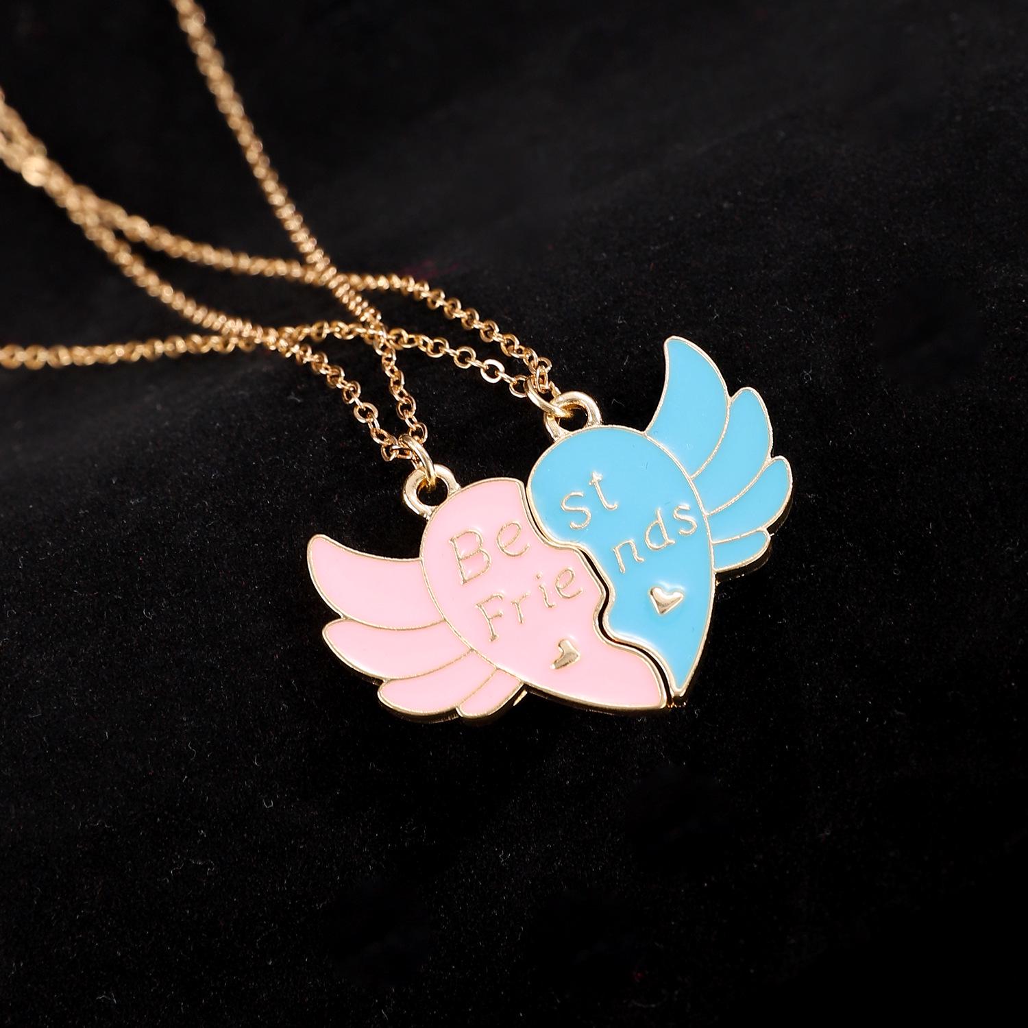 

Милое магнитное ожерелье в виде сердца и крыльев с изображением лучших друзей