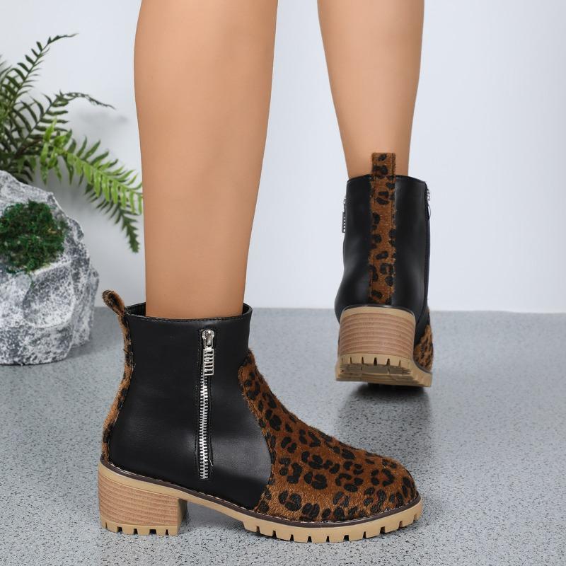 2024 Shoes Female Plus Size Ankle Women's Boots Concise Modern Boots Women Round Toe Mixed Colors Side Zip Med Heel Shoes Women