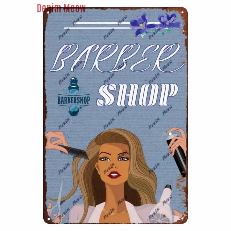 Vintage Hair Stylist Metal Tin Sign Tattoo Artist Metal Retro Hairdressing Salon Room Wall Home Decor 8x12 inch